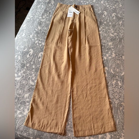 Zara Tall Wide Leg Trousers in Caramel Brown | High Waisted | Small - Picture 8 of 10